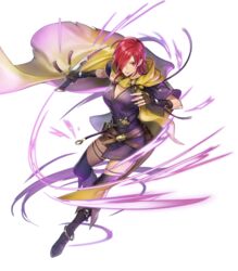  ahoge belt boots breasts brown_eyes cape cleavage dagger dress female fingerless_gloves fire_emblem fire_emblem:_the_blazing_blade fire_emblem_heroes full_body gloves hair_over_one_eye highres holding holding_weapon knee_boots knife leila_(fire_emblem) lips medium_breasts mole mole_under_mouth official_art p-nekor parted_lips red_hair reverse_grip shiny_skin short_dress short_hair short_sleeves smile solo thighhighs transparent_background weapon zettai_ryouiki 