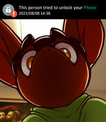  anthro bat demon english_text hi_res james_howard male mammal meme phone_screen smol_aamon_(james_howard) solo text 