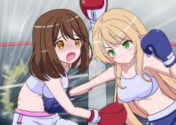  2girls boxing boxing_gloves multiple_girls original punching user_ccdr4734 