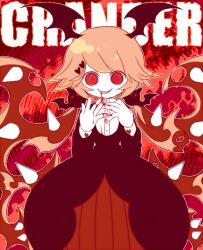  @_@ blood blood_from_mouth character_name cranber_(funamusea) demon_girl demon_wings dress evil_grin evil_smile female funamusea funamusea_(artist) grin haiiro_teien long_hair looking_at_viewer pink_hair sharp_teeth smile solo spikes teeth very_long_hair white_dress wings 