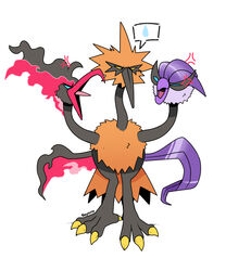  2020 3_heads 5:6 angry annoyed avian beak big_feet bird black_beak blue_eyes brown_body brown_fur claws conjoined dodrio fakemon feet feral fire flame_head flame_wings fur fusion galarian_articuno galarian_form galarian_legendary_birds galarian_moltres galarian_zapdos generation_1_pokemon generation_8_pokemon hi_res hybrid legendary_birds legendary_pokemon legendary_trio long_beak merging multi_head narrowed_eyes nintendo open_mouth pink_tongue pokemon pokemon_(species) pokemon_fusion purple_beak red_beak regional_form_(pokemon) sharp_beak simple_background solo squint thegreyzen toe_claws tongue tongue_out white_background yellow_claws yellow_eyes zapmolcuno 