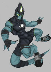  abs alien ben_10 blue_body blue_skin cartoon_network dagantfus_(artist) green_eyes hi_res humanoid kineceleran male muscular muscular_humanoid muscular_male pecs solo 