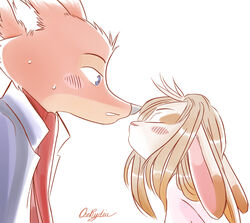  2020 anthro bad_guy_cafe black_nose blue_eyes blush bodily_fluids brown_body brown_fur brown_hair canid canine closed_eyes clothed clothing countershade_face countershading digital_media_(artwork) dipstick_ears duo ear_markings female fox fur hair jacket kissing lagomorph leaning leaning_forward leaning_in leporid looking_at_another looking_at_partner male male/female mammal multicolored_body multicolored_ears multicolored_fur ocerydia ocerydia_zoona orange_body orange_fur rabbit red_scarf romantic romantic_couple scarf sweat sweatdrop tan_body tan_countershading tan_fur topwear two_tone_body two_tone_fur white_body white_fur ziegelzeig_zoona 