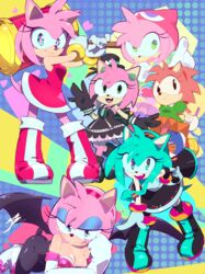  :&gt; :3 absurdres adapted_costume aetherion alternate_costume alternate_hair_color amitie_(puyopuyo) amitie_(puyopuyo)_(cosplay) amy_rose animal_ears animal_nose aqua_eyes aqua_footwear aqua_hair aqua_necktie arm_up arms_up artist_name asymmetrical_gloves back_bow bare_shoulders bat_wings beanie belt black_bodysuit black_dress black_eyes black_footwear black_gloves black_headwear black_legwear black_skirt blue_background blue_eyeshadow blue_footwear blue_gloves blue_sclera blue_shirt blush body_fur bodysuit boots bow breasts cleavage clenched_hand closed_mouth collarbone collared_shirt colored_sclera commentary company_connection cosplay dress elbow_gloves english_commentary eyeshadow female flat_chest frilled_dress frills full_body furry furry_female gloves gothic_lolita green_eyes green_shirt hairband half-closed_eyes hammer hand_on_own_hip hand_up happy hat hatsune_miku hatsune_miku_(cosplay) head_rest heart heart_in_eye heel_up highres holding holding_hammer holding_megaphone huge_weapon index_finger_raised knee_boots leaning_forward leg_up light_blush lolita_fashion looking_at_viewer looking_to_the_side makeup medium_breasts megaphone mini_hat mini_top_hat miniskirt mismatched_gloves multicolored_eyes multiple_views necktie number_tattoo oerba_yun_fang official_alternate_costume orange_skirt outstretched_arm pigeon-toed pink_eyes pink_fur pink_hair pink_headwear pink_pupils pink_shorts pleated_skirt pointing puffy_short_sleeves puffy_sleeves purple_legwear puyopuyo red_dress red_hairband rouge_the_bat rouge_the_bat_(cosplay) seductive_smile see-through shiny_clothes shiny_skin shirt shoes short_hair short_shorts short_sleeves shorts shoulder_tattoo sidelocks sideways_mouth signature skin_tight skirt sleeveless sleeveless_dress sleeveless_shirt small_breasts smile sneakers sonic_(series) sonic_cd sonic_runners sonic_the_hedgehog_(classic) standing standing_on_one_leg symbol_in_eye tail tattoo thighhighs tilted_headwear tongue tongue_out top-down_bottom-up top_hat two-tone_fur vocaloid weapon white_footwear white_gloves wings yellow_fur 