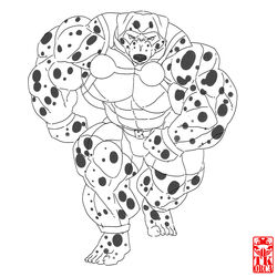  1:1 5_toes abs action_pose anklet anthro barbell_(animagusurreal) big_muscles black_and_white canid canine canis dalmatian domestic_dog feet fist greyscale hi_res huge_muscles hyper hyper_muscles jewelry looking_at_viewer male mammal mask monochrome muscular muscular_anthro muscular_male narrowed_eyes pecs pose simple_background solo tkc2021 toes walking walking_towards_viewer watermark white_background wristband 