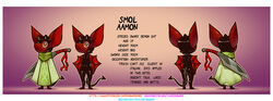  anthro bat demon dwarf_demon_bat english_text hi_res horn james_howard male mammal melee_weapon model_sheet patreon smol_aamon_(james_howard) solo spade_tail sword tail text url weapon 