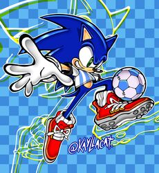  2022 5_fingers absurd_res anthro argentina ball biped black_nose blue_body bottomless clothed clothing eulipotyphlan fingers full-length_portrait gloves green_eyes handwear hedgehog hi_res kayllacat male mammal portrait sega signature smile soccer soccer_ball soccer_uniform solo sonic_the_hedgehog sonic_the_hedgehog_(series) sport sportswear uniform white_clothing white_gloves white_handwear 