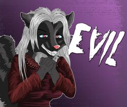  alternative_fashion anthro clasped_hands clothing digital_media_(artwork) faelis female goth half-length_portrait mammal markings mephitid portrait skunk solo striped_markings striped_tail stripes tail tail_markings twillight_(twillightskunk) 