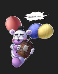  2018 animatronic balloon barrel black_background clothing container diegoyanez7254 digital_media_(artwork) five_nights_at_freddy&#039;s freddy_fazbear&#039;s_pizzeria_simulator fur hat headgear headwear helpy_(fnaf) holding_barrel holding_container holding_object inflatable machine mammal robot scottgames simple_background solo top_hat 