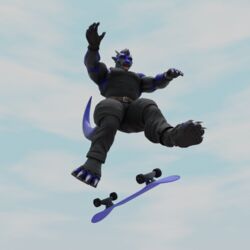  1:1 3d_(artwork) anthro clothed clothing dergdrister digital_media_(artwork) dragon drister_(dergdrister) kickflip looking_at_viewer male muscular mythological_creature mythological_scalie mythology outside paw_shoes scalie skateboard solo tongue tongue_out vehicle 