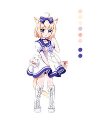  absurdres animal_ears boots cat_ears color_guide dress female genderswap_(mtf) highres mao_xin&#039;ai original rule_63 sailor_dress solo thigh_boots thighhighs 