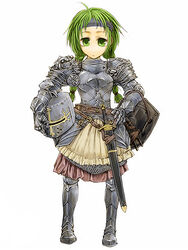  armor armored_boots boots braid cervus commentary_request couter dagger female full_armor gauntlets gorget great_helm green_eyes green_hair hand_on_own_hip headband helmet holding holding_helmet holding_shield knife long_hair original ornate_armor pauldrons plate_armor rondel scabbard sheath sheathed shield short_twintails shoulder_armor skull_ornament solo sword tassets twin_braids twintails unworn_headwear unworn_helmet vambraces weapon 