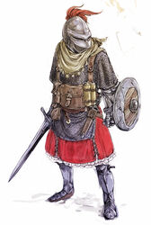  armor armored_boots boots buckler cervus chainmail commentary_request dagger gauntlets hauberk helmet knife original shield solo sword weapon 