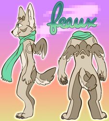  2016 angel anthro barefoot blue_eyes canid canine design_(disambiguation) feaux feet fennec_fox fox fur horn mammal model_sheet scarf true_fox vanjapanda white_body white_fur wings 