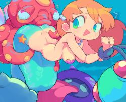  bikini bound bound_arms commentary commission commissioner_upload dewgong female heart heart-shaped_pupils highres jewelry kasumi_(pokemon) long_hair looking_back mermaid mermaid_costume mermaid_misty_(pokemon) monster_girl monsterification necklace octillery open_mouth pokemon pokemon_(anime) pokemon_(classic_anime) red_hair shell shell_bikini shellder star_(symbol) starmilk sweat swimsuit symbol-shaped_pupils tentacle tentacool tongue tongue_out underwater 