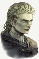  blonde_hair blue_eyes cloak closed_mouth female grey_background hair_slicked_back hungry_clicker limited_palette metal_gear_(series) metal_gear_solid_3:_snake_eater mole mole_under_eye portrait simple_background solo the_boss 