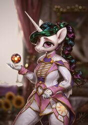  2020 alternate_hairstyle anthro assasinmonkey blurred_background clothing digital_media_(artwork) digital_painting_(artwork) equid equine female friendship_is_magic hasbro hi_res horn mammal my_little_pony orb princess_celestia_(mlp) signature solo 