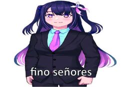  alternate_costume bad_aspect_ratio belt black_hair blank_stare blue_ribbon blue_shirt blush buttons collared_shirt color_filter colored_inner_hair deep_fried_(meme) dress_shirt facing_viewer female fino_senores_(meme) flower formal hair_flower hair_ornament hair_ribbon hand_in_pocket hina_misora jacket light_smile long_hair looking_afar meme multicolored_eyes multicolored_hair necktie pant_suit pants photo-referenced pink_hair pink_necktie purple_eyes ribbon shirt simple_background solo spanish_text streaked_hair suit suit_jacket translated two-tone_hair two_side_up virtual_youtuber wactor_production white_background white_flower wing_collar yellow_eyes yof_(sc_gazer) 