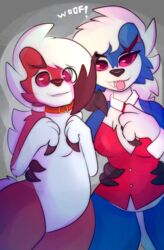  2020 anthro breasts duo female generation_7_pokemon hi_res kitsunekotaro lycanroc male midnight_lycanroc nintendo pokemon pokemon_(species) shiny_pokemon wooly_(kitsunekotaro) zwei_serigala 