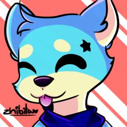  1:1 anthro blep canid canine canis closed_eyes digital_media_(artwork) domestic_dog male mammal shiba_inu solo spitz tongue tongue_out zhibita zhibita_(character) 