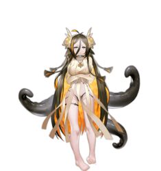  antenna_hair ark_order bare_legs barefoot black_hair black_panties blonde_hair braid breasts colored_inner_hair crossed_arms dorsiflexion dress feet female full_body grey_eyes hair_between_eyes hair_ornament hastur_(ark_order) jewelry large_breasts long_hair multicolored_hair necklace official_art panties pppppan skull_hair_ornament solo tachi-e tentacle thigh_strap toes transparent_background underwear variant_set very_long_hair white_dress 