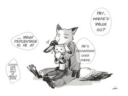  4:3 alternate_version_at_source anthro belt canid canine clothed clothing dialogue dipstick_ears disney dot_eyes duo ear_markings eating ellipsis english_text food fox fully_clothed fur hard_translated hi_res holding_food holding_object judy_hopps lagomorph leporid mammal monochrome multicolored_ears nick_wilde noko_ume rabbit red_fox simple_background sitting text third-party_edit translated true_fox white_background zootopia 