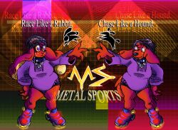  2000s_theme abstract_background anthro bird_dog canid canine canis collar domestic_dog domestic_rabbit duo female fur futuristic hi_res hunting_dog irish_setter lagomorph lazy_ruby leporid lop_rabbit mammal oryctolagus purple_eyes rabbit red_body red_fur ruby_mello_(dynamitegrizzly) sega setter skates_(disambiguation) slightly_chubby sonic_riders sonic_the_hedgehog_(series) text trans_(lore) trans_woman_(lore) y2k_(graphic_design) yellow_sclera 