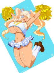  :d alternate_breast_size alternate_costume armpits arms_up blonde_hair blue_background blush breasts brown_footwear cheerleader closed_eyes commentary_request dated female flower flower_over_eye full_body hair_flower hair_ornament highleg highleg_panties highres holding holding_pom_poms itini-sanshi kirakishou loafers long_hair miniskirt navel open_mouth panties pleated_skirt pom_pom_(cheerleading) red_panties rose rozen_maiden shirt shoes skirt sleeveless sleeveless_shirt smile socks solo sweat teeth twintails underboob underwear upper_teeth_only very_long_hair wavy_hair white_flower white_rose white_shirt white_skirt white_socks 