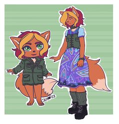  2022 anthro blonde_hair boots burgundy_hair clock closed_eyes clothing collar dress dunnie_brand female footwear fur green_eyes hair military_jacket orange_body orange_fur seasaidh solo topwear vest watch wristwatch 