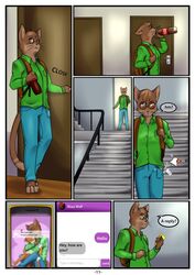  anthro biped bluetoxic cellphone coca-cola digitigrade domestic_cat electronics felid feline felis hi_res hindpaw jesse_cat leaving male male_anthro mammal message notification paws phone smartphone solo stairway surprise 