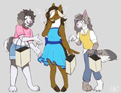  2023 anthro autumn_(zer0rebel4) bird_dog blue_eyes blush border_collie bottomwear brown_body brown_fur brown_hair brown_markings canid canine canis claws closed_eyes clothing collie crop_top cutoffs daisy_(zer0rebel4) denim denim_bottomwear denim_clothing domestic_dog dress earth_pony equid equine female flat_colors floppy_ears fur grey_body grey_fur grey_markings group guide_lines hair happy hasbro herding_dog hi_res hooves horse hunting_dog insomniactix jeans mammal markings mixed_breed my_little_pony pants pastoral_dog paws pony raised_tail sage_(zer0rebel4) sheepdog shirt shopping_bag shorts sibling_(lore) sister_(lore) sisters_(lore) smile spaniel sweater tail topwear trans_(lore) trans_woman_(lore) trio twins_(lore) unguligrade_anthro white_body white_fur white_hair white_markings 