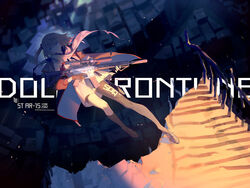  ar-15 assault_rifle asymmetrical_legwear black_socks black_thighhighs blonde_hair blue_eyes brown_gloves character_name closed_mouth commentary copyright_name dress english_commentary falling female fingerless_gloves girls&#039;_frontline gloves grey_footwear gun holding holding_gun holding_weapon looking_at_viewer mixed-language_commentary one_side_up pink_scarf rifle scarf shoes short_dress single_thighhigh socks solo st_ar-15_(girls&#039;_frontline) text_background thighhighs uneven_legwear weapon white_dress yamakawa 