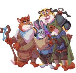  absurd_res alandcapon alpha_channel anthro armor arrow_(weapon) baron_puddin_paws belt benjamin_clawhauser bow_(weapon) canid canine cheetah cloak clothing crossbow digital_media_(artwork) disney dungeons_and_dragons duo felid feline female fox fur gideon_grey hasbro hi_res holding_melee_weapon holding_object holding_sword holding_weapon judy_hopps lagomorph larp leporid male mammal map medieval melee_weapon nick_wilde pink_nose quiver_(object) rabbit ranged_weapon red_fox staff sword toony true_fox weapon wizards_of_the_coast zootopia 