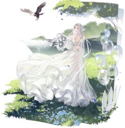  azur_lane back backless_dress backless_outfit balloon bare_shoulders bird blue_eyes blue_flower blue_sky bouquet breasts bride butt_crack closed_mouth detached_sleeves dress eagle female flower frilled_dress frills from_behind full_body grass grey_hair hair_ornament highres holding holding_bouquet kurumi_(recycllamo) large_breasts long_dress long_hair looking_at_viewer looking_back official_alternate_costume official_art outdoors parted_bangs petals river see-through see-through_dress sideboob sidelocks sky smile solo standing strapless strapless_dress thighs transparent_background tree very_long_hair water wedding_dress white_dress white_flower yorktown_(azur_lane) yorktown_(towards_tomorrow&#039;s_brilliant_breeze)_(azur_lane) yorktown_ii_(azur_lane) 