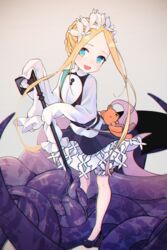  :d abae abigail_williams_(fate) abigail_williams_(festival_outfit)_(fate) aqua_eyes bad_id bad_pixiv_id blonde_hair bug butterfly butterfly_hair_ornament dress fate/grand_order fate_(series) female forehead hair_ornament highres key keyhole long_hair looking_at_viewer official_alternate_costume open_mouth sleeves_past_wrists smile solo stuffed_animal stuffed_toy teddy_bear tentacle very_long_hair 