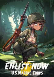  bolt_action boots breasts brown_eyes brown_hair dog_tags erica_(naze1940) explosive female forest gloves grenade gun gun_sling helmet highres holding holding_gun holding_weapon m1903_springfield military military_uniform nature nipples no_bra original rifle see-through see-through_shirt shirt short_hair soldier solo tree uniform united_states_marine_corps weapon wet wet_clothes wet_shirt wetland world_war_ii 