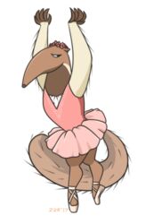  alpha_channel anteater anteaterina anthro ballerina ballet bottomwear clawed_fingers clothed clothing dance_shoes dancewear dancing dress female fluffy fluffy_tail footwear mammal pilosan pointe_shoes pose princess_tutu shoes skirt snout solo tail tutu xenarthran zerozeroren 