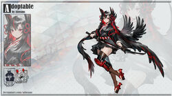  adoptable allosauc animal_ears artist_name asymmetrical_bangs bird_ears bird_wings black_hair black_hakama black_kimono black_skirt black_sleeves black_thighhighs black_wings closed_mouth colored_inner_hair deviantart_username english_text expressionless eyelashes feather_sleeves feathered_wings female flower_knot full_body geta gradient_background grey_background hair_ornament hakama hakama_short_skirt hakama_skirt holding holding_sword holding_weapon japanese_clothes katana kimono knee_pads long_hair long_sleeves looking_at_viewer multicolored_hair multiple_views original polka_dot polka_dot_background projected_inset red_eyes red_footwear red_hair red_sash reference_sheet sash short_kimono simple_background skirt stirrup_legwear streaked_hair sword tassel tassel_hair_ornament tengu thighhighs thighs toeless_legwear triangle_background two-tone_sash upper_body waist_sash watermark weapon white_sash wide_sleeves wings 