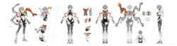  absurdres bare_shoulders black_sports_bra breasts clothing_cutout cropped_jacket extra_arms female full_body glasses grey_hair hair_ornament hair_over_one_eye highres hood hooded_jacket incredibly_absurdres jacket long_sleeves looking_at_viewer mechanical_arms mechanical_hands mechanical_legs multiple_views narakuuu navel official_art one_eye_covered opaque_glasses open_clothes open_jacket orange_eyes puffy_long_sleeves puffy_sleeves punishing:_gray_raven reference_sheet short_hair shoulder_cutout single_leg_pantyhose sports_bra standing stomach turnaround weibo_logo weibo_watermark white_background white_jacket white_sneakers yata_(pgr) 