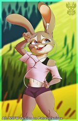  2016 anthro bodily_fluids conditional_dnp disney female hi_res judy_hopps lagomorph leporid mammal navel rabbit solo sweat xnirox zootopia 