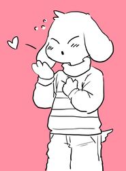  anthro asriel_dreemurr blowing_kiss boss_monster_(undertale) bovid caprine chibi fur goat hand_on_heart lolicon male mammal semi_(artist) solo standing undertale undertale_(series) white_body white_fur young young_anthro 