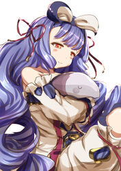  akaishi animal blue_hair blush bow commentary_request crossed_arms female granblue_fantasy hair_ornament hairband hairbow holding holding_animal ikelos long_hair phoebe_(granblue_fantasy) red_eyes solo very_long_hair white_background 