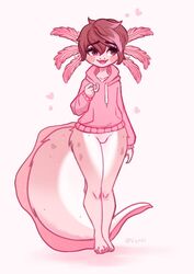  amphibian anthro axolotl femboy male marine mole_salamander salamander solo valeria_fills 