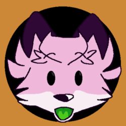  anthro canid canine emoji female fennec_fox fox fur green_insides green_mouth hair humor ichigo_mackerel_(mdctoby12) low_res mammal markings mdctoby12 open_mouth pink_body pink_fur purple_body purple_fur shocked simple_background solo true_fox white_body white_fur 