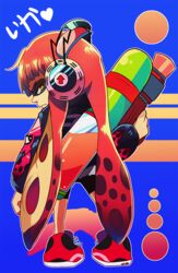  bike_shorts female headphones ink_tank_(splatoon) inkling inkling_girl inkling_player_character jacket long_hair looking_at_viewer onsta shoes solo splatoon_(series) splatoon_1 splattershot_(splatoon) super_soaker tentacle_hair 