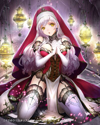  :o alternate_color bad_id bad_pixiv_id breasts censer esha female grey_hair habit highres jewelry kneeling long_hair medium_breasts nun official_art open_mouth original pelvic_curtain photoshop_(medium) praying solo tenkuu_no_crystalia thighhighs veil yellow_eyes 