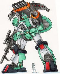  chill gun hayami_jin highres jiron_amos mecha rocket_launcher sentou_mecha_xabungle walker_gallia weapon 