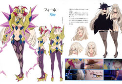  alternate_costume artist_request black_legwear blonde_hair breasts character_name female fine_(symphogear) glasses hat helmet highres large_breasts long_hair midriff multiple_views nefushutan_no_yoroi official_art pantyhose photoshop_(medium) reference_sheet senki_zesshou_symphogear striped_clothes striped_pantyhose thighhighs underboob vertical-striped_clothes vertical-striped_pantyhose yellow_eyes 