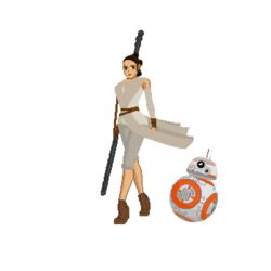  bb-8 female female_focus infinityyul pixel_art rey staff star_wars the_force_awakens walking weapon 