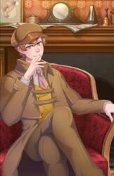  1boy basil_(blush_blush) blush_blush detective game male male_only sad_panda_studios sherlock_holmes yaoi 